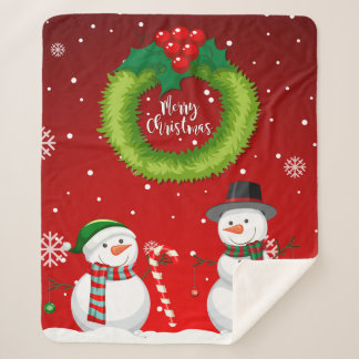 Couverture Sherpa Cute Snowman Christmas Fleece Blanket
