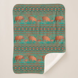 Couverture Sherpa Cute sud-ouest Javelina Famille Cuivre Turquoise P