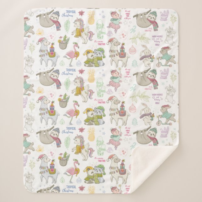 Couverture Sherpa Cute Tropical Christmas Sherpa Blanket (Devant)