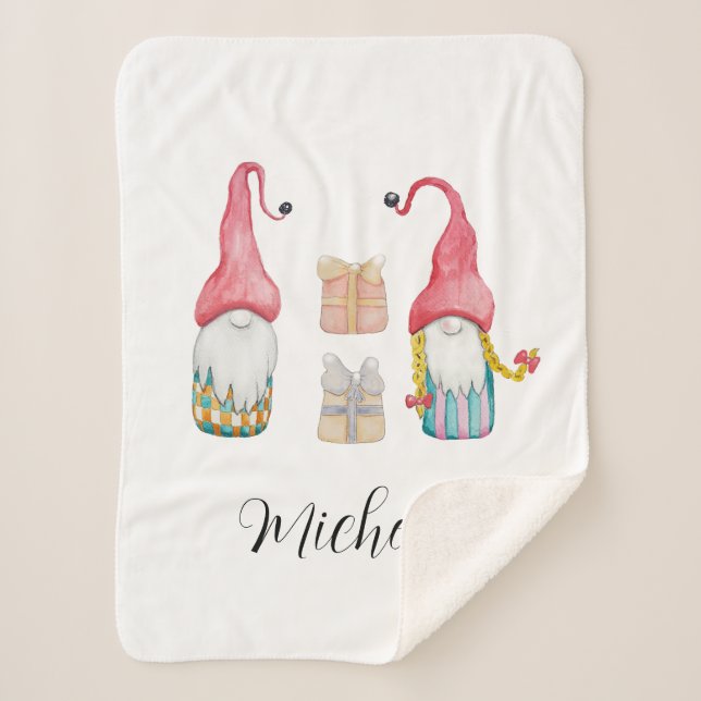 Couverture Sherpa Cute Vintage Christmas Gift Gnome (Devant)