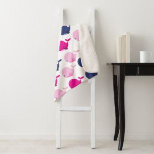 Couverture Sherpa Cute Whales, Pattern of Whales, Sea Animals