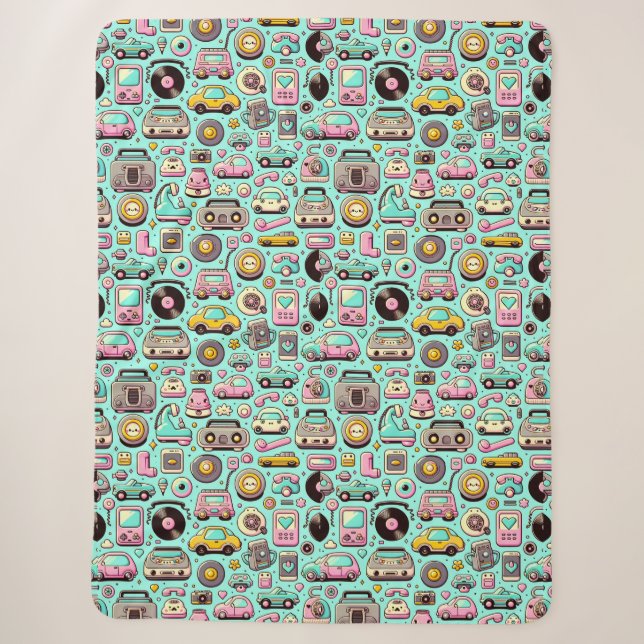 Couverture Sherpa Cuties rétro : Pastel Whimsical (Devant)