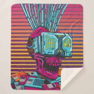 Couverture Sherpa Cyber Skull Virtual Reality Cyberpunk disquette 