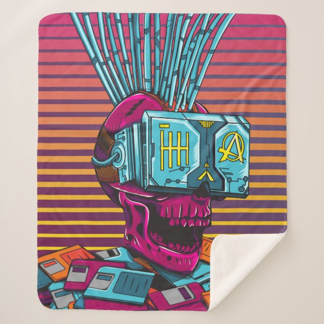 Couverture Sherpa Cyber Skull Virtual Reality Cyberpunk disquette  (Devant)