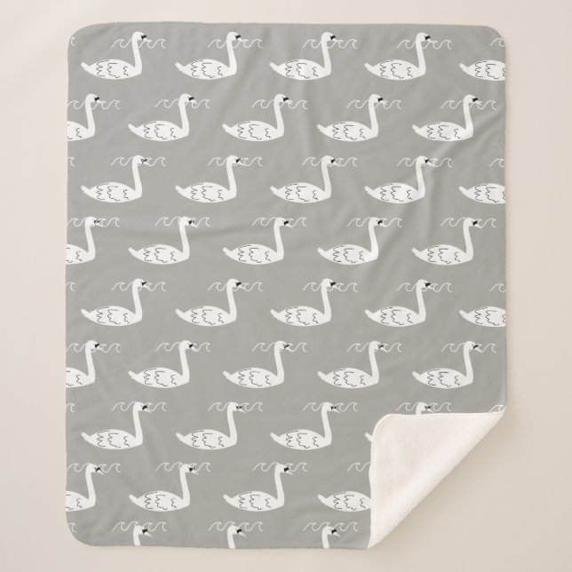 Couverture Sherpa Cygnes et vagues (Devant)