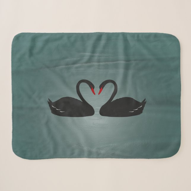 Couverture Sherpa Cygnes Noirs (Devant (Horizontal))