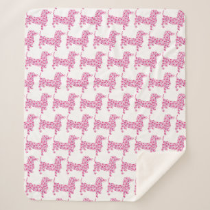 Couverture Sherpa Dachshunts aux Coeurs roses
