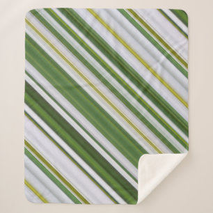 Couverture Sherpa Daisy d'été blanche et verte rayée