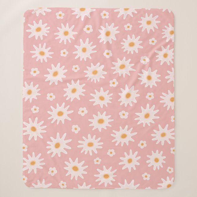 Couverture Sherpa Daisy flowers seamless pattern. Floral backgrounda (Devant)