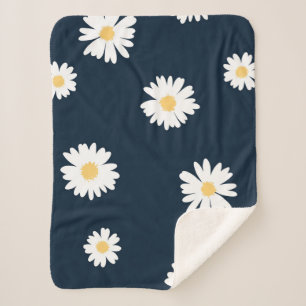 Couverture Sherpa Daisy On Blue Motif