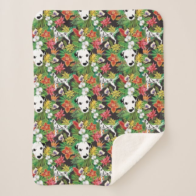Couverture Sherpa Dalmatie Tropical Floral Jungle Motif (Devant)