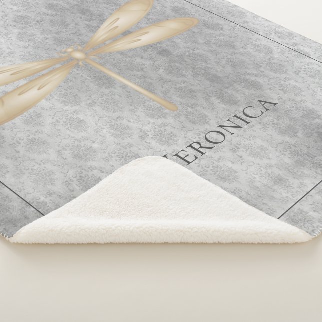 Couverture Sherpa Damas de libellule d'or (3/4)