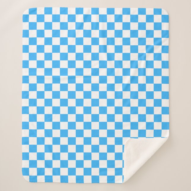 Couverture Sherpa Damier bleu clair classique  (Devant)