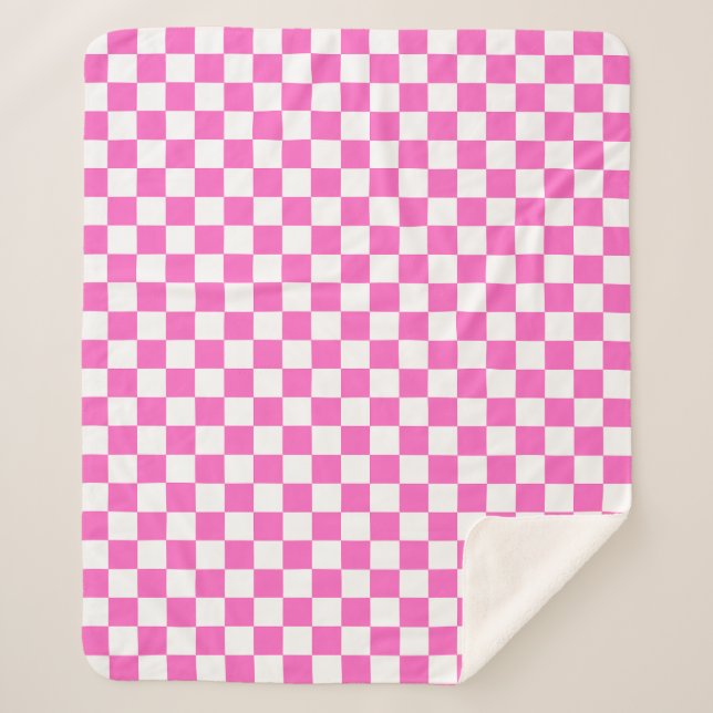 Couverture Sherpa Damier rose visuel classique  (Devant)