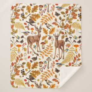 Couverture Sherpa Dans les bois / Cerf d'automne sur le blanc