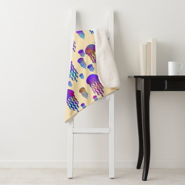 Couverture Sherpa Danse sous-marine Rainbows soie (En situation)