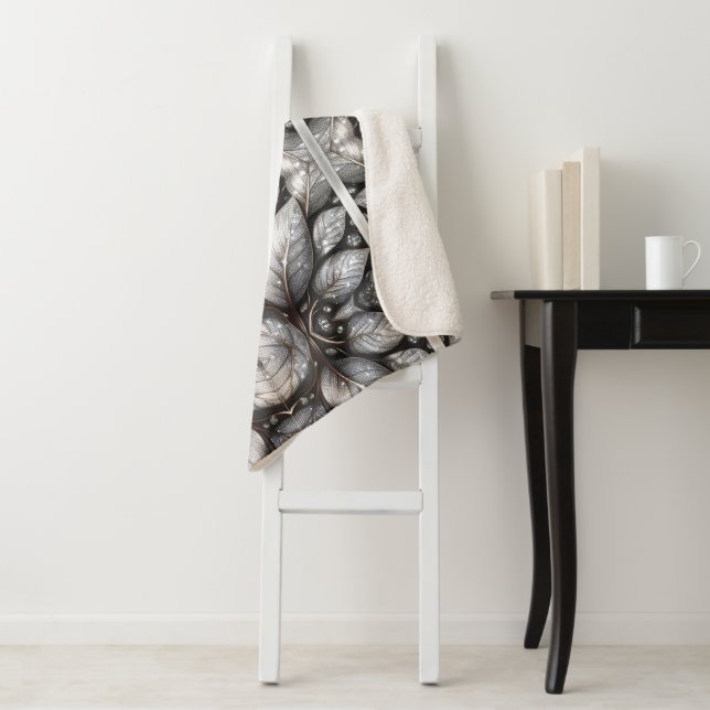 Couverture Sherpa Dark Leaves (En situation)