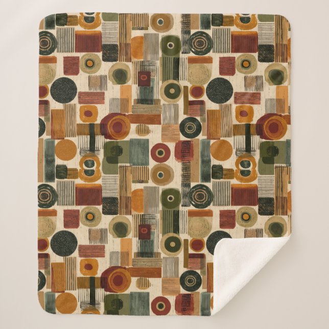 Couverture Sherpa Dark Mid Century Geometric Pattern (2) (Devant)