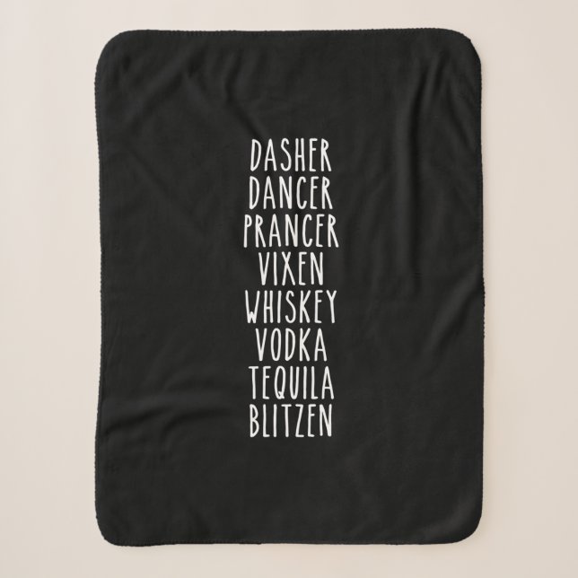 Couverture Sherpa Dasher Dancer Prancer Vixen Whiskey Vodka (Devant)