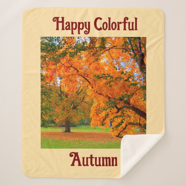 Couverture Sherpa d'Automne Colorée et Heureuse (Devant)