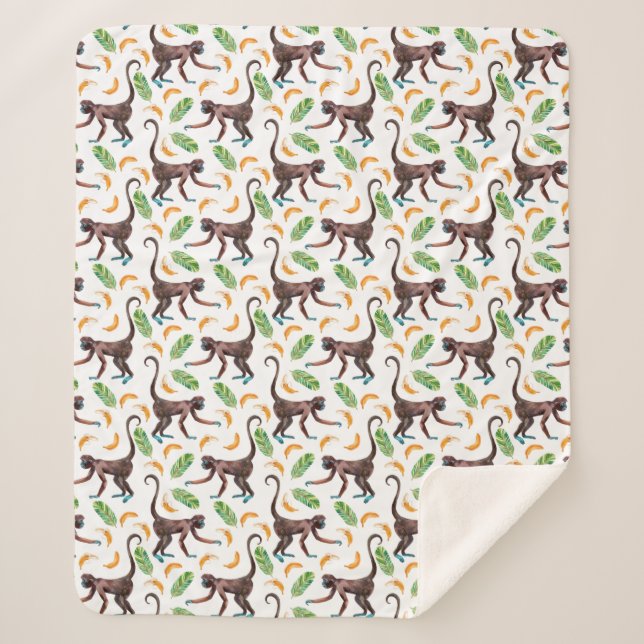 Couverture Sherpa De doux singes qui jonglent avec des bananes (Devant)