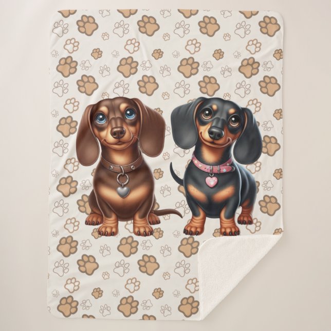 Couverture Sherpa De mignons amis dachshund (Devant)