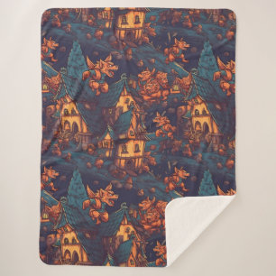 Couverture Sherpa De mignons loups-garous courant autour d'un villag