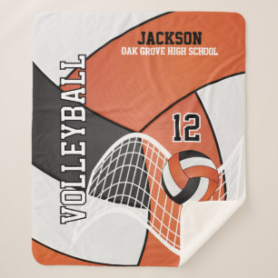 Couverture Sherpa 🏐 de volley-ball en noir, orange et blanc