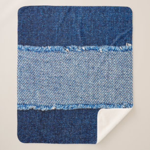 Couverture Sherpa Déchiré déchiré jean bleu tissu cadre sur bl