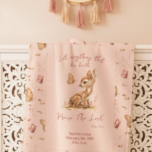 Couverture Sherpa Déco de nurserie avec nom de bébé, date de naissan