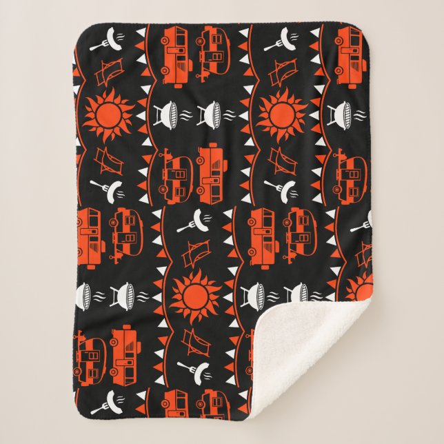 Couverture Sherpa Décor camping Caravan (Devant)