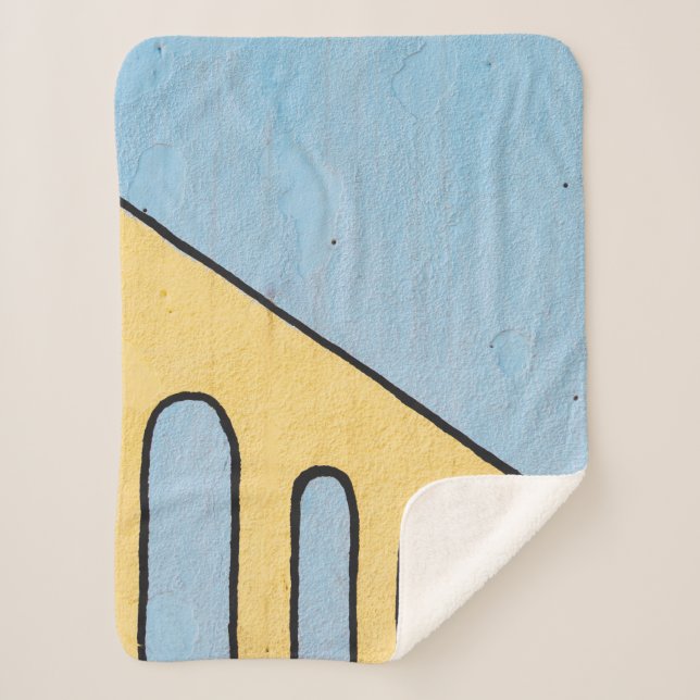 Couverture Sherpa Décor jaune et bleu (Devant)