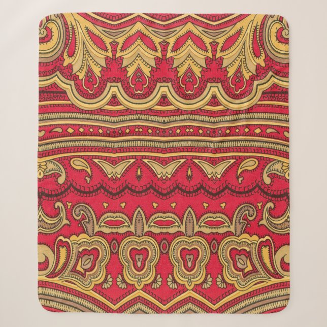 Couverture Sherpa Décor oriental closeup. (Devant)