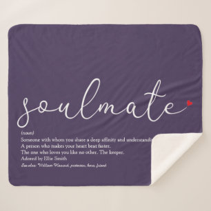 Couverture Sherpa Définition d'âme sœur Script Amour Cœur Violet