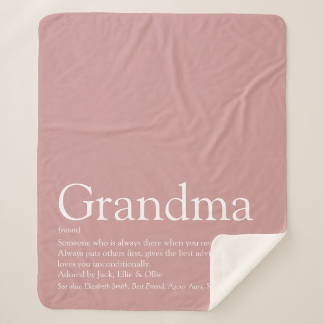Couverture Sherpa Définition grand-mère rose poussiéreuse (Devant)