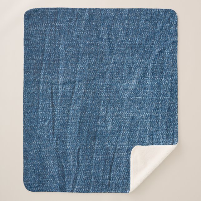 Couverture Sherpa Dénim bleu Texture : Jeans classiques. (Devant)