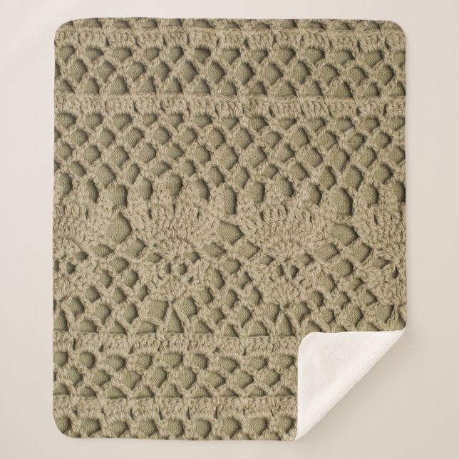 Couverture Sherpa Dentelle artisanale vert olive sur arrière - plan  (Devant)