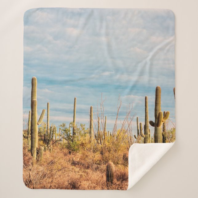 Couverture Sherpa Désert avec les cactus du Saguaro (Devant)