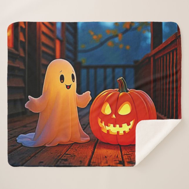 Couverture Sherpa Design éffrayant d'Halloween brillant (Devant (Horizontal))