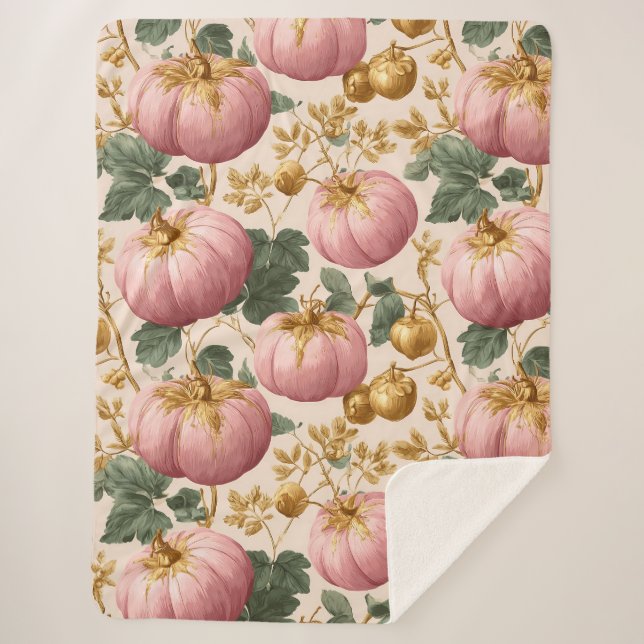 Couverture Sherpa Design élégant Citrouille rose automne (Devant)
