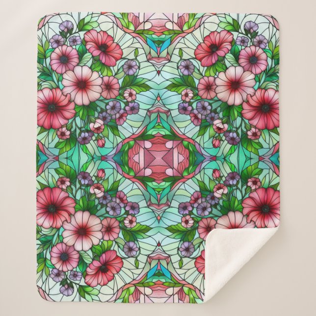 Couverture Sherpa Design floral en verre tendu (Devant)