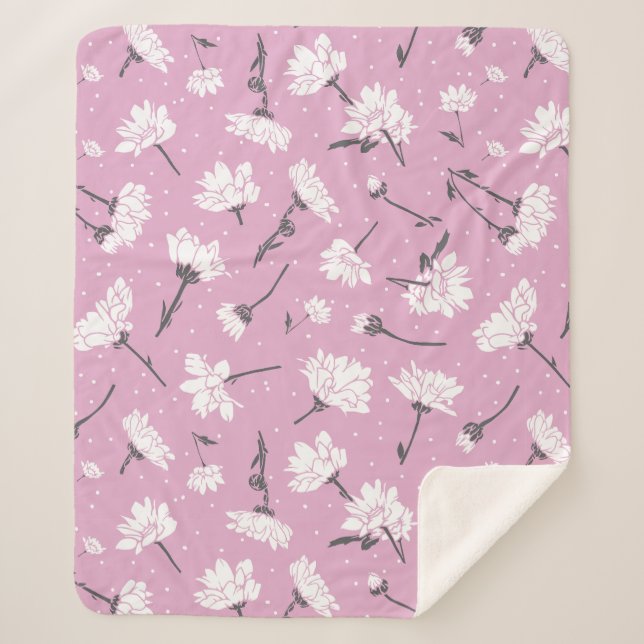 Couverture Sherpa Design Floral Rose - Art Fleur Élégant (Devant)