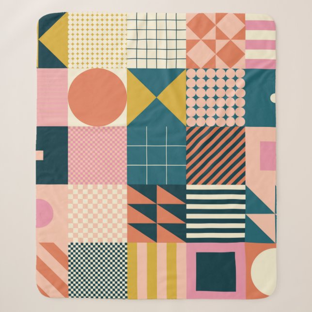Couverture Sherpa Design motif abstrait géométrique moderne avec sim (Devant)