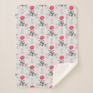 Couverture Sherpa Design Motif de l'étalage de fleurs de rose rouge