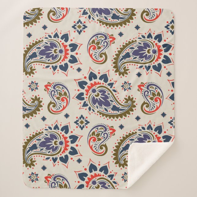 Couverture Sherpa Design motif paisley classique et transparent. (Devant)