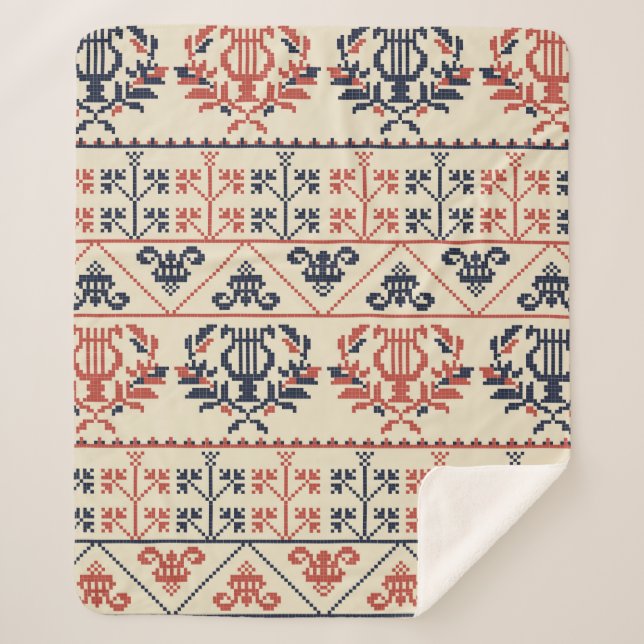 Couverture Sherpa Design motif sans couture avec Palestini tradition (Devant)