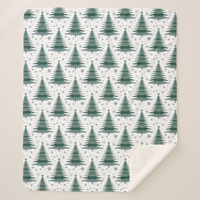 Couverture Sherpa Design Motif vert de l'arbre de Noël (Devant)