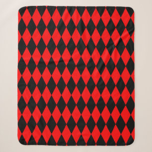 Couverture Sherpa Dessin à carreaux de diamants Harlequin noir rouge