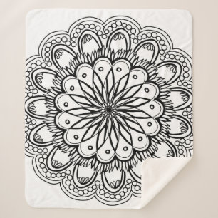 Couverture Sherpa Dessin à main de mandala de fleurs