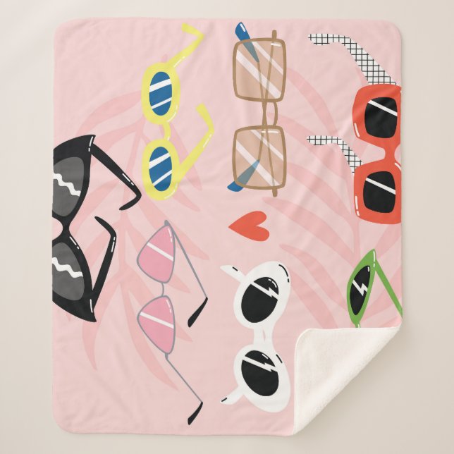 Couverture Sherpa Dessin amusant : Collection de lunettes de soleil  (Devant)